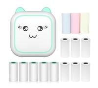 YIWEOG Mini Thermal Printer Multifunction Portable Sticker Maker Instant Photo Inkless Printing Support BT Connection for Smartphone with 9 Paper Rolls 57mm + 5 Self-Adhesive Paper Rolls Compatible