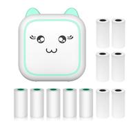 YIWEOG Mini Thermal Printer Multifunction Portable Sticker Maker Instant Photo Inkless Printing Support BT Connection for Smartphone with 6 Paper Rolls 57mm + 5 Self-Adhesive Paper Rolls Compatible