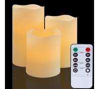 YIWER LED Candles Flameless Candle,4"/5"/6" H6 Real Wax Pillar Battery Operated with Remote Control Flickering Electric Fake Lights for Decor Christmas Halloween Valentine's Day (3 Pack-Ivory)