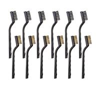 YiwerDer 12PCS Mini Wire Brushes, Stainless Steel & Brass Brush Set, Curved Handle Scratch Brush for Automotive, Cleaning Welding Slag and Rust