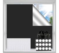 YIWONFU 100% Blackout Blind, 300 x 150cm No Drill Thermal Blackout Blinds with 30 Loop Tapes, 10 Stickers, storage bag