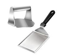 YIWONFU Smash Burger Press and Spatula, 2pcs Stainless Steel Smash Burger Kit, Heavy Duty Non-Stick Burger Smasher and Spatula Grill Turners Set for BBQ Cooking and Flat Top Griddle