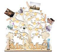 YIWONFU Wedding Gift Money Tree, Wood Tree of Life Decoration, Mr & Mrs