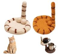 YIWOYI 2PCS Funny Cat Butt Felt Coasters - Cute Kitten Drink for Coffee and Tea Lovers, Adorable Desktop Decoration for Home and Office(B)