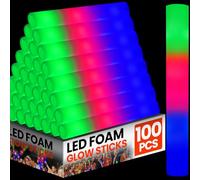 YixangDD 100 PCS Foam Glow Sticks, LED Glow Sticks Bulk with 3 Modes Colorful Flashing, Foam Light up Sticks Glow in the Dark Party Supplies for Parties, Wedding, Birthday, Concert, Festivals