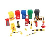 YIXANNX 1/36 Mini Traffic Signs DIY Miniature Landscape Decorations Encouraging Kids Creativity And Imagination Garbage Classification Curbside Trash Recycle Can , 17 pcs , 15x13x8cm