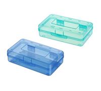 YIXANNX 2 Transparent Pencil Box, Large Pencil Storage 20.3X12.2X5.9cm School for Girls Boys, Stationery, Cosmetics, Blue+Green