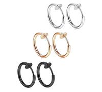 YIXANNX 3pieces Charming Clip On Earrings Ear Clips For Elegant Look Clip Earrings Spring Piercing Hoop Nose Gifts