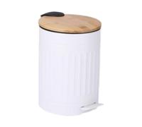 YIXANNX Bamboo Trash Bin Step On Bathroom Wastebasket Quiet Garbage Disposal Any Home Space Recycling Trash Can Is Designed With Silent And Slow Descent Step Bin Bathroom With Lid Toilet