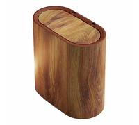 YIXANNX Bamboo Trash Can With Inner Bucket Compact And Space Saving Small Trash Can With Lid For Bathroom ABS Restroom, Brown, 29.5 * 16 * 29CM
