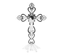 YIXANNX Beautiful Wall Crucifix Cross Standing Crucifix Base Catholic Jesus Cross Decorative Piece Placed On Tabletop Vintage Metal Standing Prayer Crosses, Black, 20x12.5cm