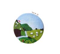 YIXANNX Beginner-Friendly Landscape Wool Needle Felting Kit for Children DIY Christmas Craft Embroidery Picture, Grassland, 20cm