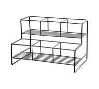 YIXANNX Coffee Syrup Rack Organizer Easy To Clean Holder Shelf Multi Layer Syrup And Spice Bottle Storage Ensuring Durability. Kitchen Countertop Organizer Holder Shelf, Black, Double Tier 6 Grids