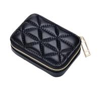 YIXANNX Compact Makeup Bag Lipstick Holder Mini Pouch with Mirror Jewelry On Go Traveling and Various Occasions Mini Cosmetic Jewelry Box Storage Lipstick Bag, Black, 10.5x7.5x3.5cm