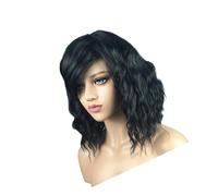 YIXANNX Curly Hairpieces Cosplay Wig with Rose Net Women s Wigs for Glamorous Looks Bob Wavy, Ombre Black 38cm