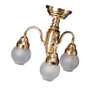 YIXANNX Dollhouse Chandelier 3-Arm Lamp Beautiful LED Glass Shade Ceiling Light Fixture, Type A