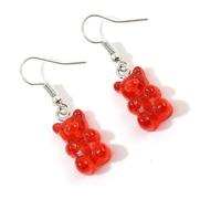 YIXANNX Ear Hook Valentine's Day Gift Bear Shape Lady Decorations Drop Earring Popular Accessories Dangle Earrings Summer Supply, Red