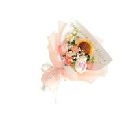 YIXANNX Exquisite Crochet Bouquet Bulk Decorative Handmade Knitted Flowers Wedding Party Supplies Valentine's Day Knitted Bouquet Is Made Yarn Handmade Eternal, pink flower, 35x35cm