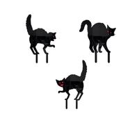 YIXANNX Halloween Ambience Spooky Cat Silhouette Yard Sign Terrifying Ambience Acrylic Black Cat Halloween Yard Signs Lawn, ABC 3 Set