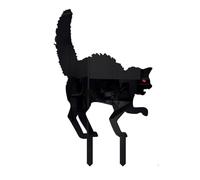 YIXANNX Halloween Ambience Spooky Cat Silhouette Yard Sign Terrifying Ambience Acrylic Black Cat Halloween Yard Signs Lawn, A