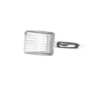 YIXANNX Hollow Out Cat Litter Scoops Easy Gripping Comfortable Handle Premium Stainless Steel Cat Sifter Quick Sieving Gentle Push Litter Scoops Metal Long Handle Scooper, Gray, 25.2x10.8cm