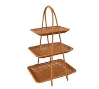 YIXANNX Innovative Barbecue Vegetable Basket Fruit Bowl With Rattan Inspired For Style And Function During Outdoor Events Countertop Fruit Basket Storage Bowl, Three Layers