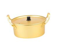 YIXANNX Instant Noodle Cooker Korean Soup Pot Durability Fast Heating Small Korean Ramen Pot Camping Essential Cooking Gear Multipurpose Pan Dry Pots Kimchi Soup Camping, Gold, 22cm