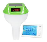 YIXANNX Intelligent RGB Atmosphere Light Timer Switch Pool Thermometer With Solar Panel And Child Lock Function Intelligent, green