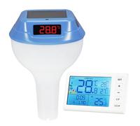 YIXANNX Intelligent RGB Atmosphere Light Timer Switch Pool Thermometer With Solar Panel And Child Lock Function Intelligent, blue
