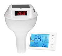 YIXANNX Intelligent RGB Atmosphere Light Timer Switch Pool Thermometer With Solar Panel And Child Lock Function Intelligent, white