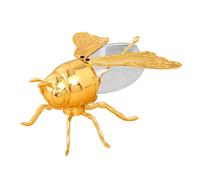 YIXANNX Luxury Bee Honey Jar Dipper Set With Lid Innovative Storage Solution Creative For Kitchen Which Can Be Opened By Lifting Wing Honey Jar Dipper Set Home Kitchen Alloy Glass, Gold, S