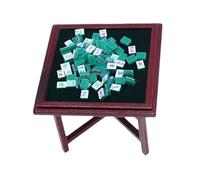 YIXANNX Miniature Mahjong Table Set Realistic Details Dollhouse Complements With Engaging Props Add To Dollhouse Decoration Miniature Mahjong Table Set Props Desk, Green, no chair