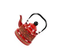 YIXANNX Multifunctional 5L Enamel Kettle Colorful Tea Pot Practical Kitchen Tool Camping and Household Smooth and Easy to Clean. Floral Glazed Ceramic Enamel Teapot Kitchen Gifts, Red, Style A