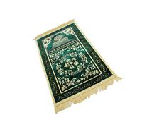 YIXANNX Muslim Prayer Rug Eid Embroidery Tapestry Carpet Beautiful and Non-Slip Mat Blanket Cashmere, Green, 110x70cm