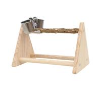 YIXANNX Parrot Playstand Versatile Bird Perch Wood Stand Toy Good For Enhancing Interaction And Building Trust With Birds Tabletop Play Stand Training Perch Playground, with cup, 22.4x13.5x14.3cm