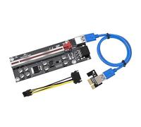 YIXANNX PCI-E 1x to 6x Powered USB 3.0 Extender Card Mining Electronic Component Adapter LED Light Accessories for Miner, Red Slot and Blue Cable, 130x45x15mm
