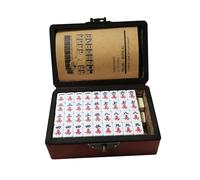 YIXANNX Portable Traditional Chinese Mahjong Set Mini Mahjong Tiles Wooden Carry Case Practical Easy To Read Gift Idea Traditional Chinese Version Game Tiles Mah Jong, Double Color