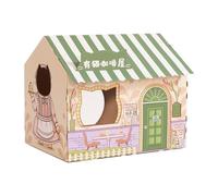 YIXANNX Premium Corrugated Cardboard Cat House with Scratching Pad for Training Toy Cats Nest Bed, Green