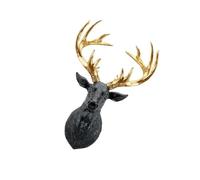 YIXANNX Resin Deer Head Statue Wall Mounted Animal for Gallery Decor Elegant and Lifelike Decoration Hanging, Black Gold