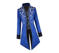 YIXANNX Steampunk Medieval Tailcoat Long Sleeve Jacket Stylish Vintage Look For Daring Gentlemen Fashionable To Look And Will Definitely Suit All Styles And Seasons, Blue, S