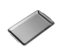 YIXANNX Versatility Serving Tray Buffet Dinner Food Serving Tray Stainless Steel Rectangle Metal Plate Barbecue Food Prep Stainless Steel Metal Dinner Plates With Handles, Silver, 32x16cm