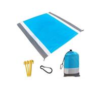 YIXANNX Waterproof Beach Blanket Folding Picnic Ground Sandproof Mat Outdoor Camping Hiking Grass Mattress Children Pad, Gray White Blue