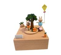 YIXANNX Wooden Cute Cartoon Music Case Toy Rotating Musical Box Charming Retro Accessory Gift Idea Rotating Is Made Of Beech Wood Rotation Crafts Tabletop Decor Valentines Day