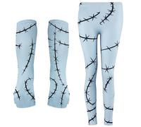 YIXAXKAO Night Before Christmas Costume Halloween Stitch Leggings Tights for Women Scars Arm Warmer Long Fingerless Gloves, blue, M