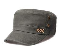 Yixda Classic Cadet Army Cap Cotton Military Hats Unisex Adjustable Baseball Cap (Army Green)