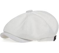 Yixda Men's Flat Cap Barret Cap Unisex Summer Breathable Peaked Cap Gatsby Flat Cap, White, One Size