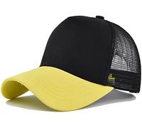 Yixda Snapback Unisex Trucker Cap Men Women Adjustable Mesh Baseball Cap Sports Cap, black / yellow, One Size