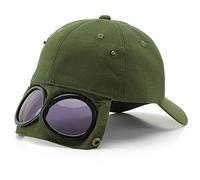 Yixda Unisex Baseball Cap Aviator Hat with Goggles Hip Hop Sport Snapback Cap, Army Green, One Size
