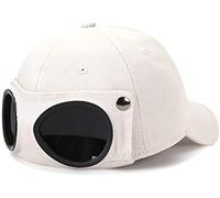 Yixda Unisex Baseball Cap Aviator Hat with Goggles Hip Hop Sport Snapback Cap, beige, One Size