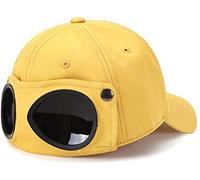 Yixda Unisex Baseball Cap Aviator Hat with Goggles Hip Hop Sport Snapback Cap, yellow, One Size